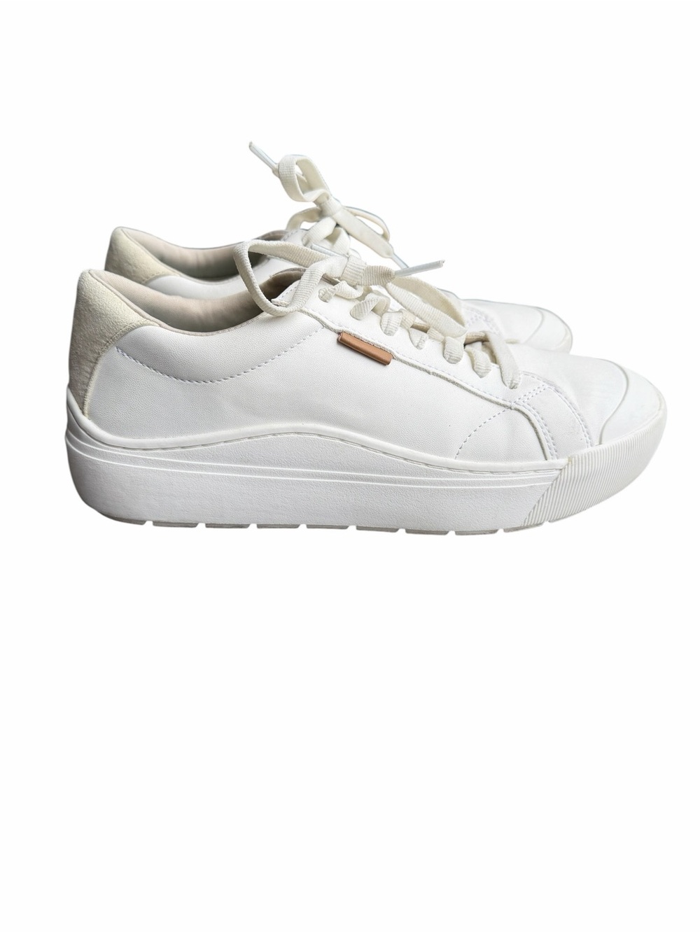 Dr. Scholl's Time Off Sneakers Women's White Leather Low Top Athletic Shoes - 9